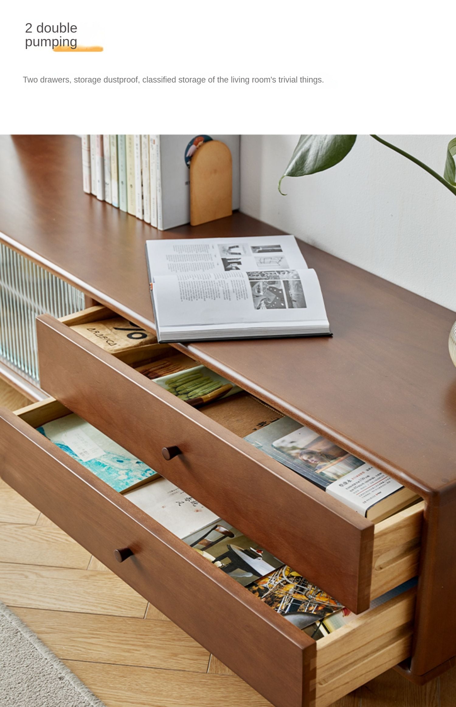 Beech Solid Wood Large TV Cabinet.