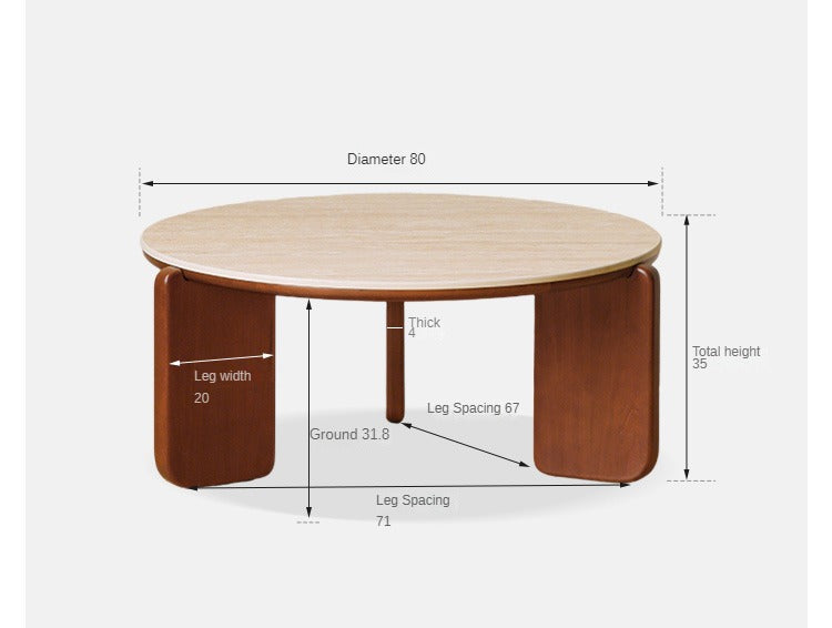 Poplar Solid Wood Medieval Style Rock Plate Coffee Table