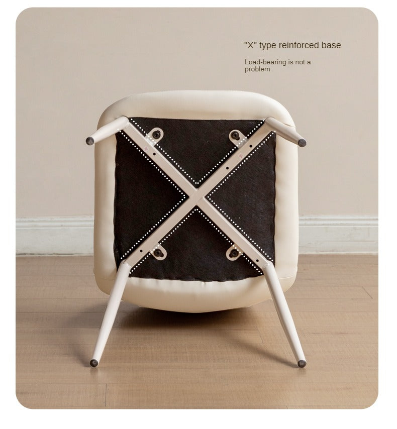 4pcs Organic Leather Cream Style Iron Dining Chair