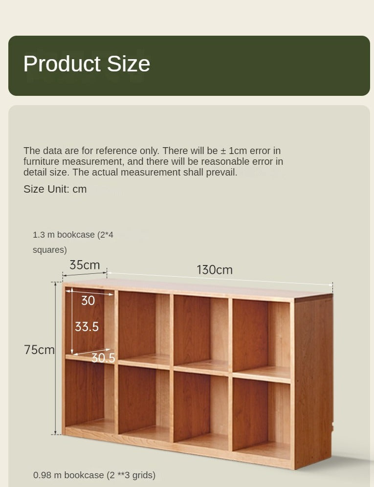 Cherry Solid Wood Vintage Floor Storage Bookcase