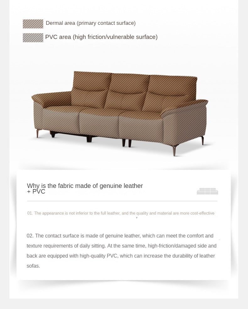 Leather Electric Head Layer Leather Adjustable Function Sofa.