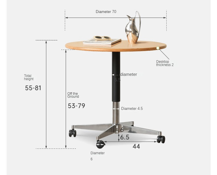 Black Walnut, Oak, Cherry, Poplar Solid Wood Lifting Movable Side Table