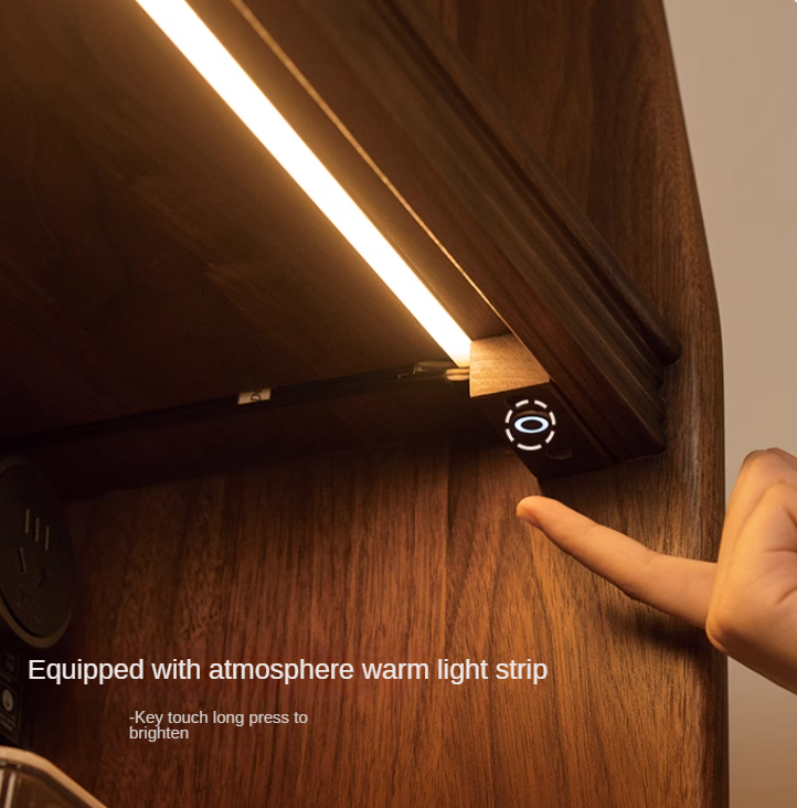 Black Walnut, Sandalwood Solid Wood Light Luxury Rock Plate Sideboard