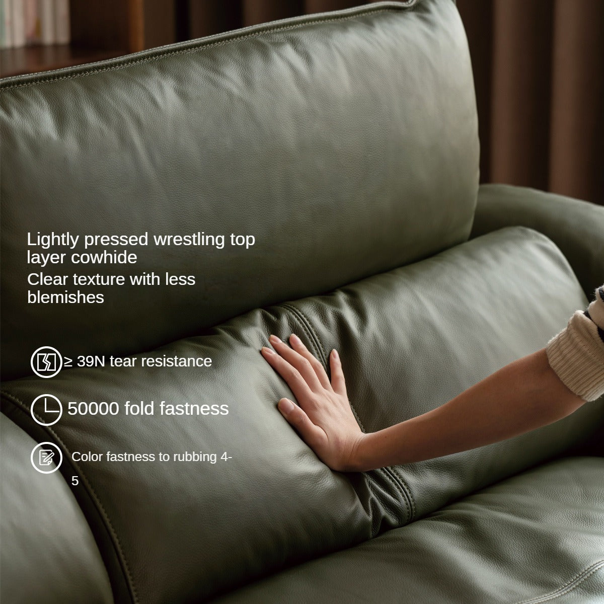 Leather First Layer Cowhide Straight Sofa.