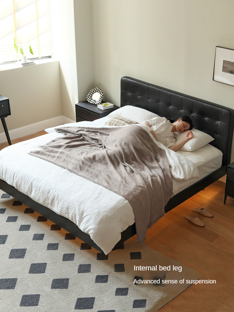 Black High-end Leather Suspension Bed