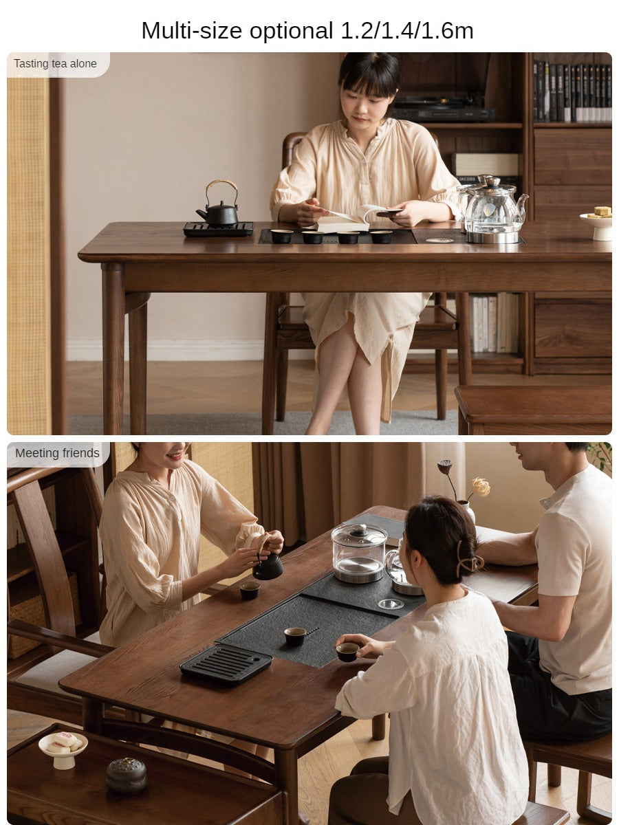Ash Solid Wood Tea Table Tea Tray Integrated