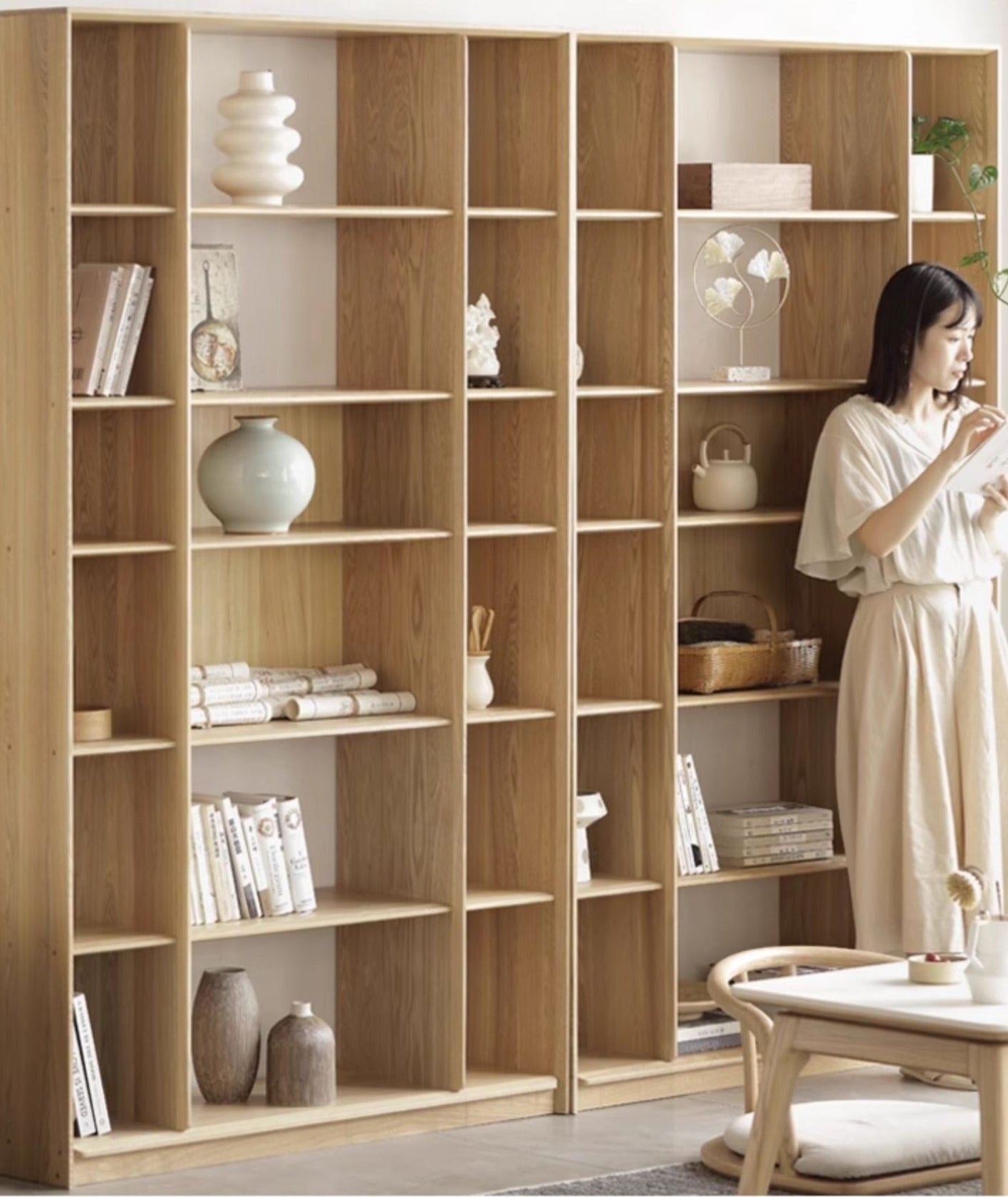 Ash Solid Wood Combination Bookcase Bookshelf<