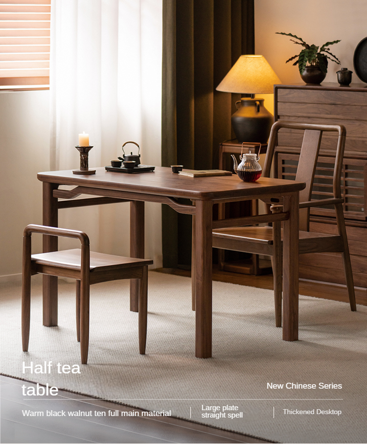 Black Walnut, Ash Solid Wood Style Tea Table.