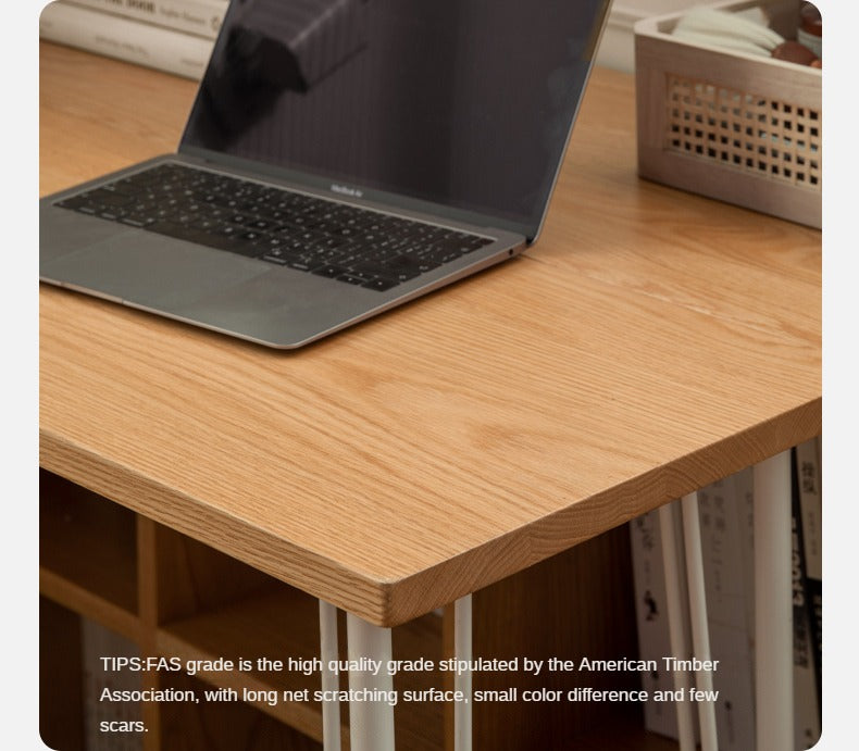 Oak, Beech Solid Wood Shelves Office Desk