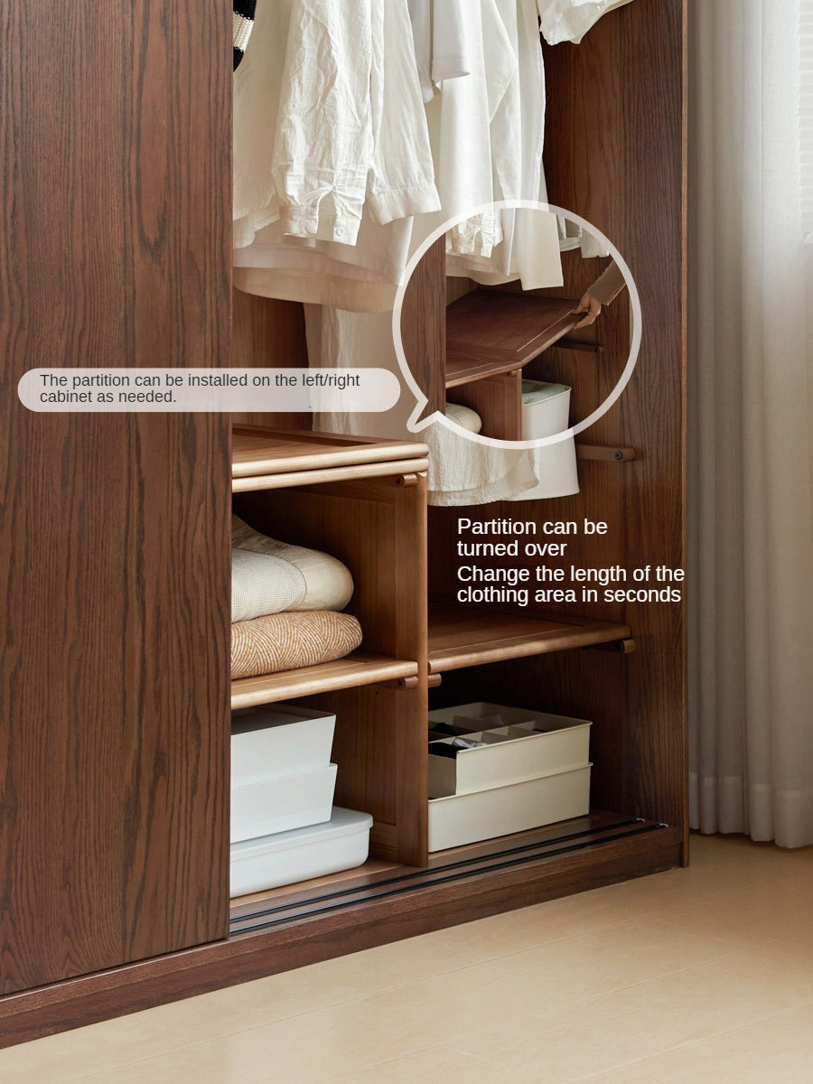 Oak Solid Wood Sliding Door Wardrobe.