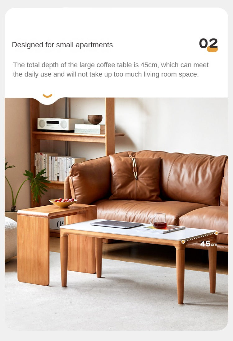 Pine Solid Wood Modern Combination Rock Plate Coffee Table