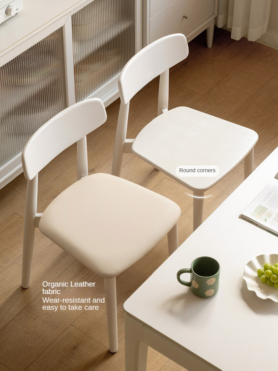4 pcs Solid RubberWood, Birch Solid Wood Dining Chair Cream Style