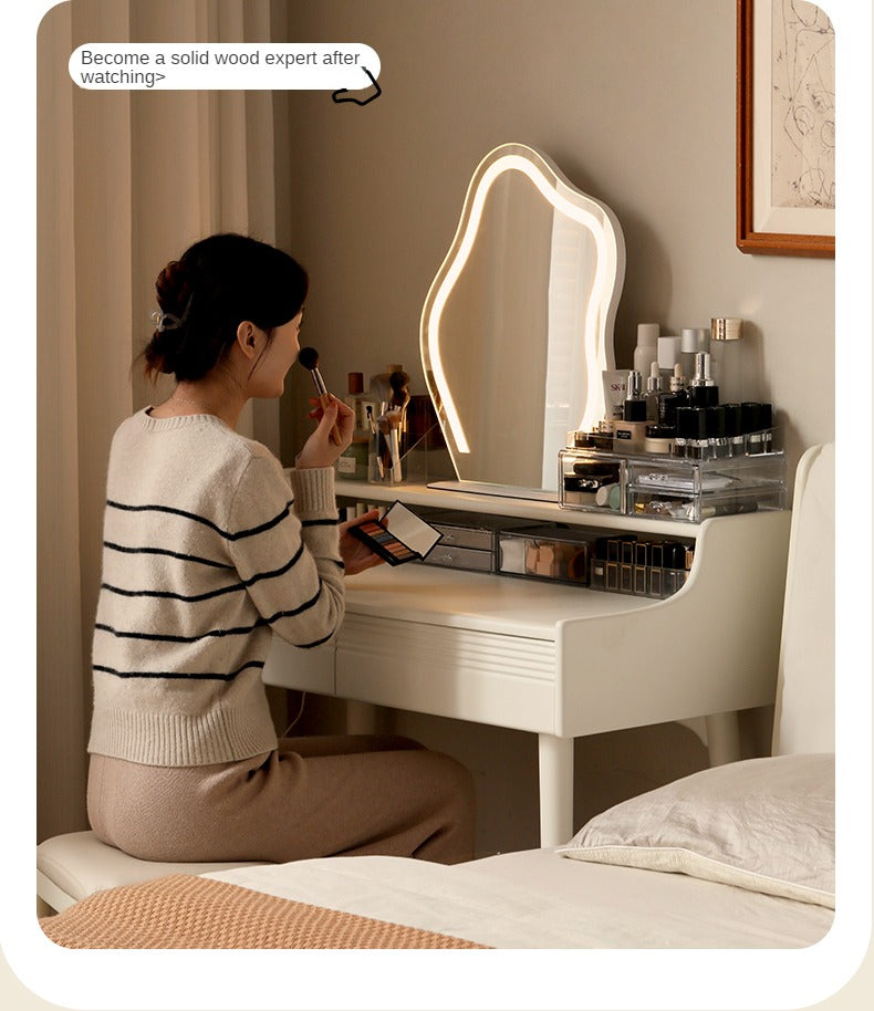 Poplar Solid Wood Dressing Table,computer desk Cream Style