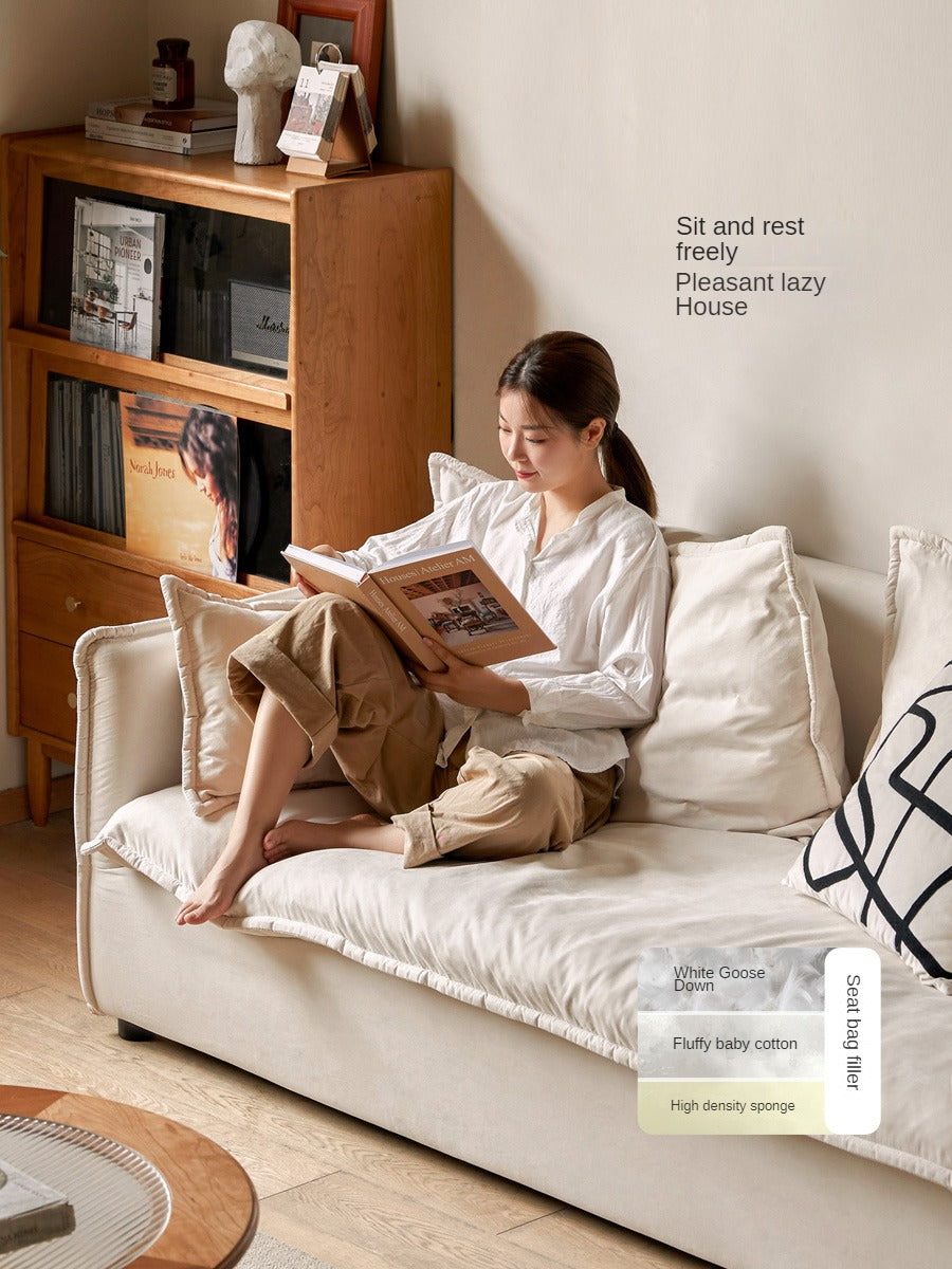 Down Fabric Sofa Cream Style.