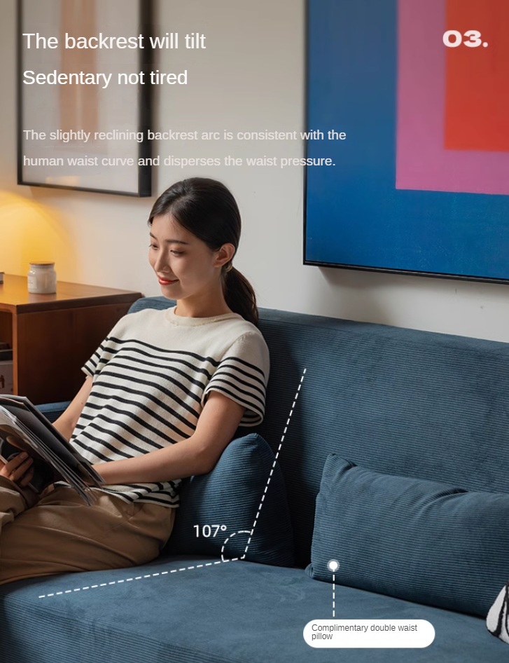 Fabric Modern Straight Retro Three Seater Sofa.