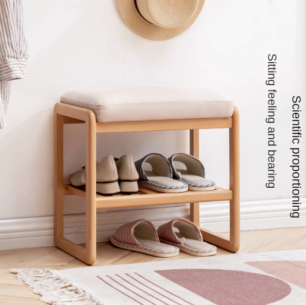 Beech Solid Wood Shoe Changing Stool