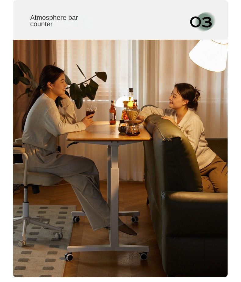 Oak, Rubberwood Solid Wood Standing Mobile Office Desk