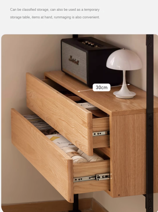 Oak, Poplar Solid Wood Industrial Style Multi-layer Storage Rack