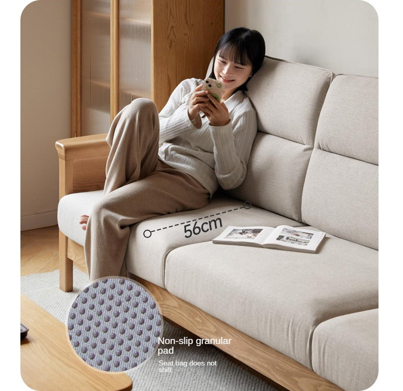 Ash Solid Wood Modern High Back Sofa.