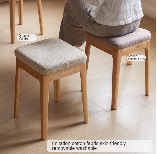 Oak Solid Wood Comfortable Soft Pack Dining Stool