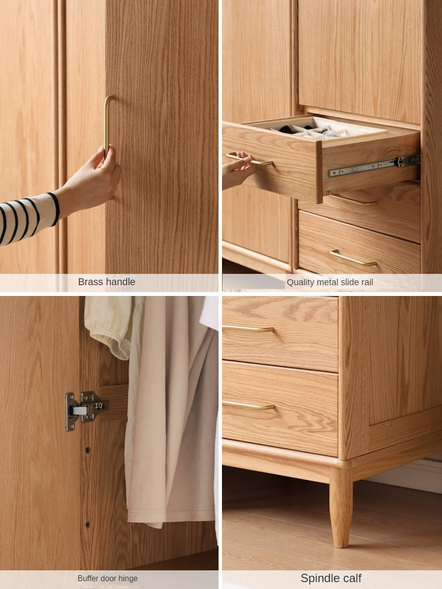 Oak Solid Wood Double Door Wardrobe.