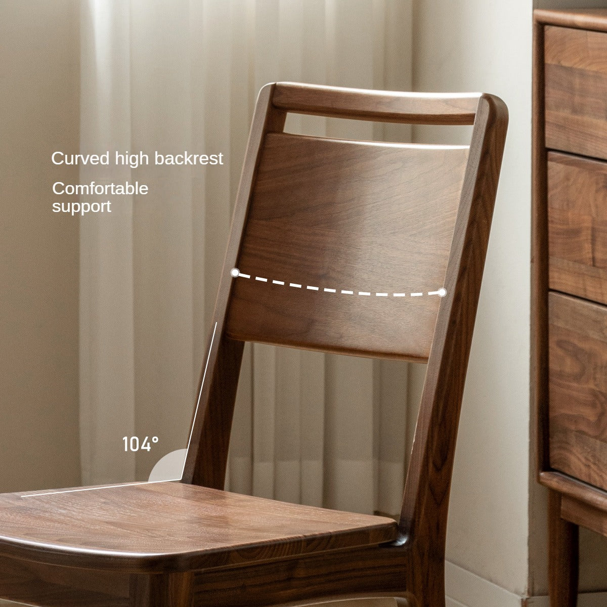 4 pcs Black Walnut, Ash, Oak, Sandalwood Solid Wood Dining Chair High Back