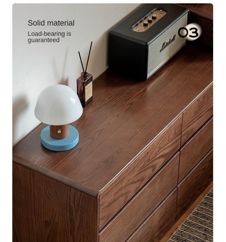 Oak Solid Wood Retro Style Retractable Dressing Table.