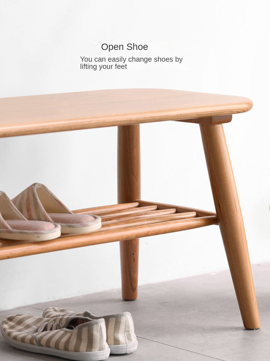 Oak, Solid Rubberwood Shoe Bench