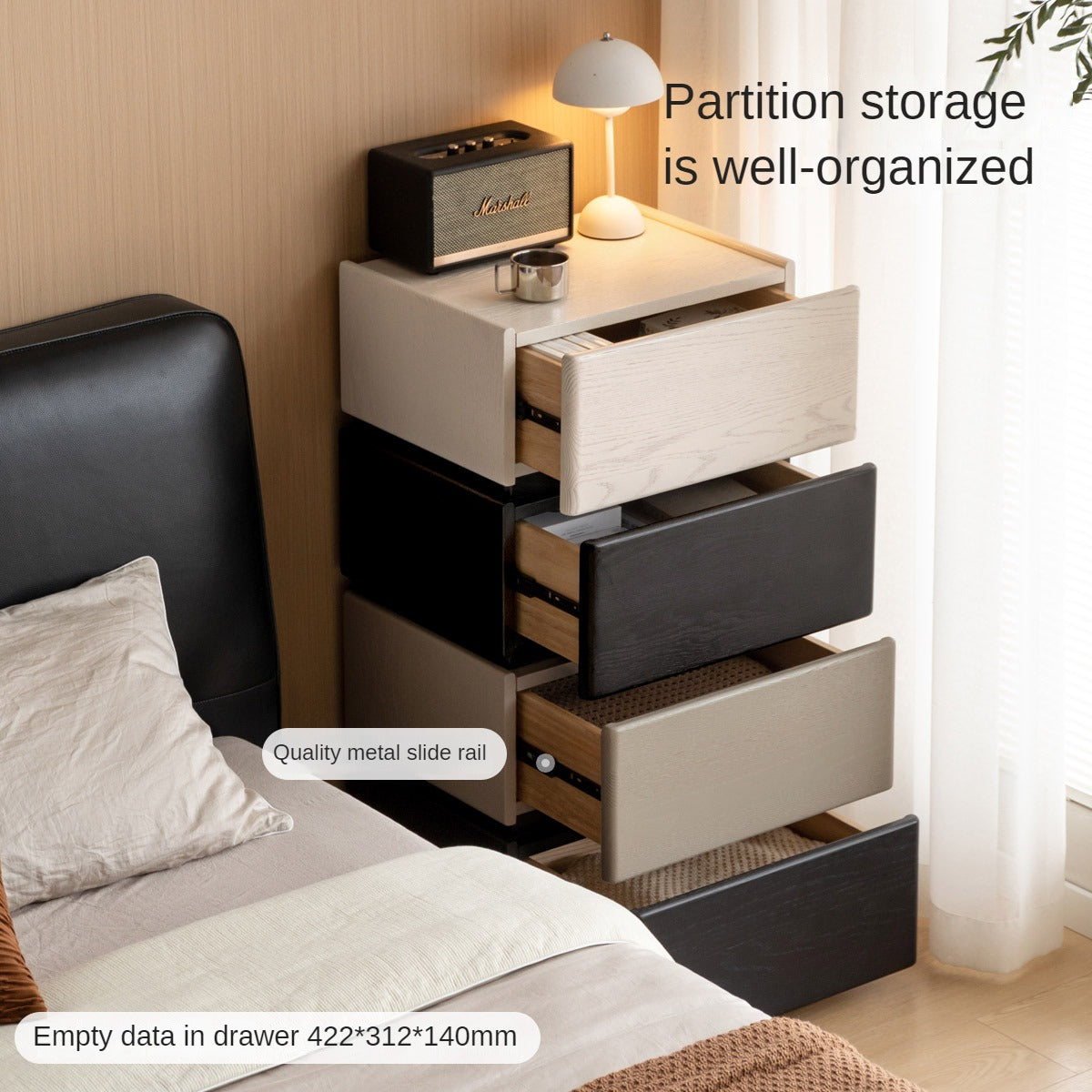 Oak Solid Wood Light Luxury Side Cabinet.