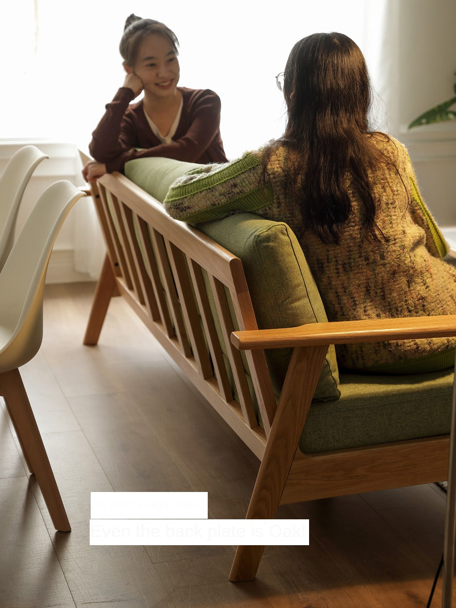 Oak Solid Wood Fabric Sofa 3 colors.
