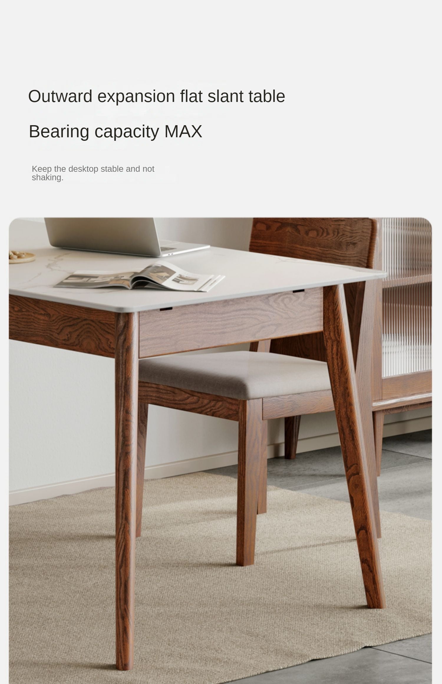 Oak Solid Wood Rock Slab Retractable Dining Table