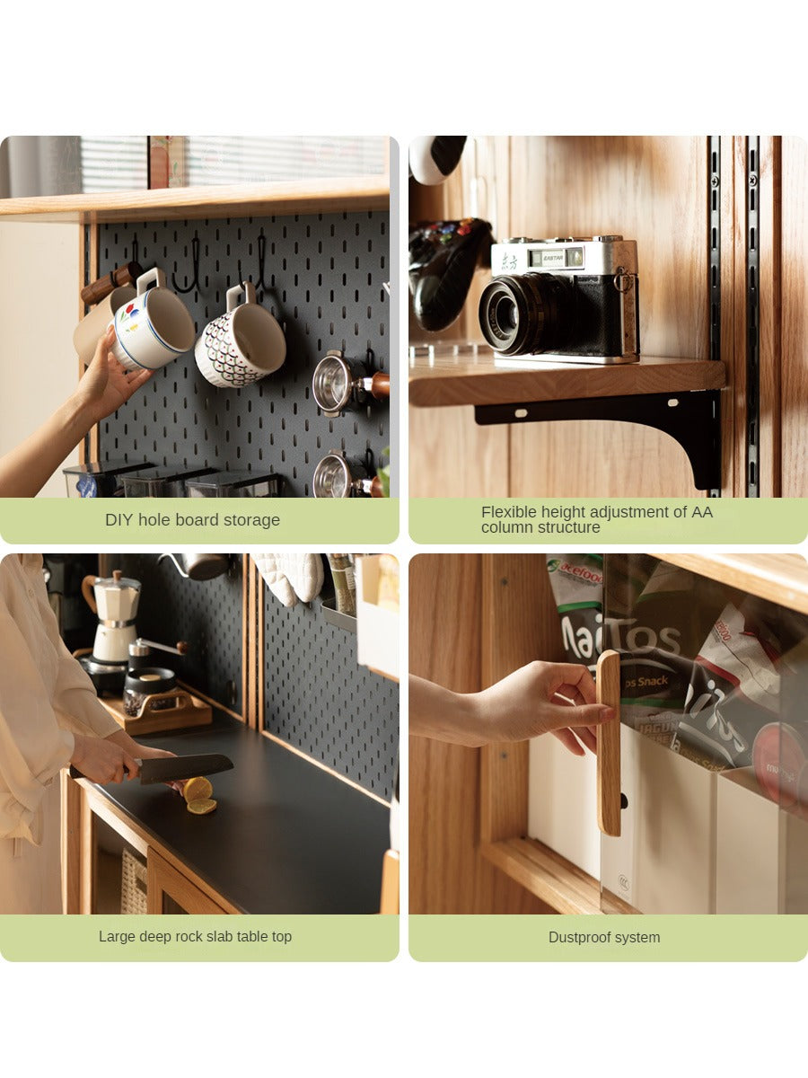 Oak Solid Wood Wall Hanging System, Storage Rack Combination