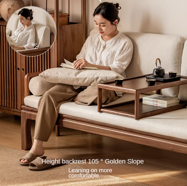 Black Walnut, Oak Solid Wood Dual Use Sofa,