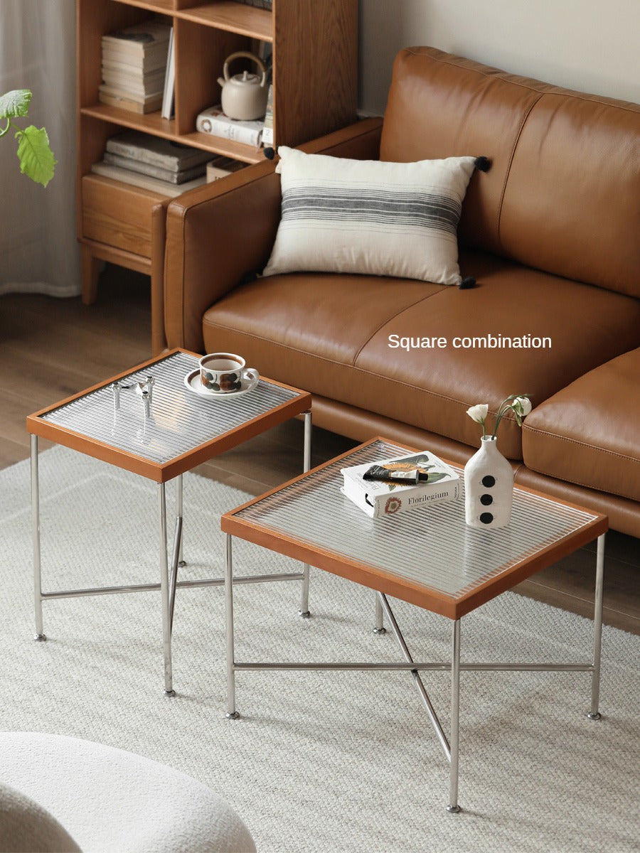 Beech Solid Wood Round Glass Coffee Table