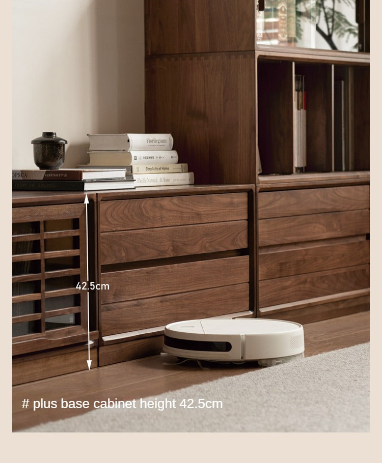 Black Walnut Solid Wood Free Combination Multifunctional Bookcase.