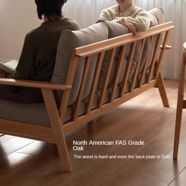 Oak Solid Wood Fabric Sofa.
