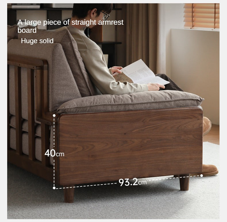 Black Walnut, Ash, Oak Solid Wood High Back Sofa.