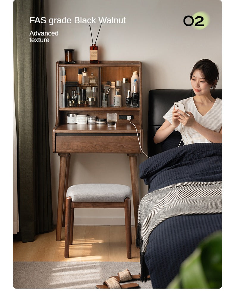 Oak Solid Wood Dressing Table Shelf Integrated.