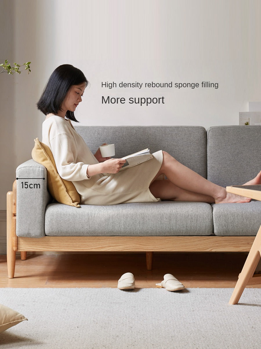 Ash Solid Wood Fabric Sofa.