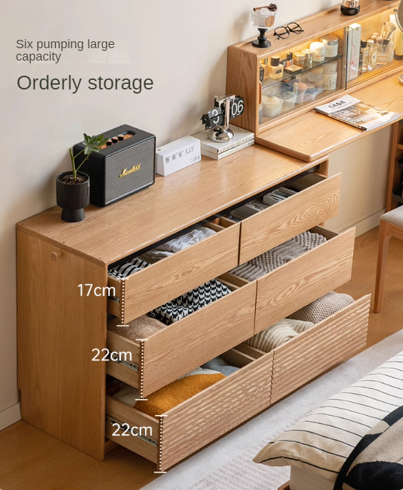 Oak, Ash Solid Wood Modern Telescopic Dressing Table.
