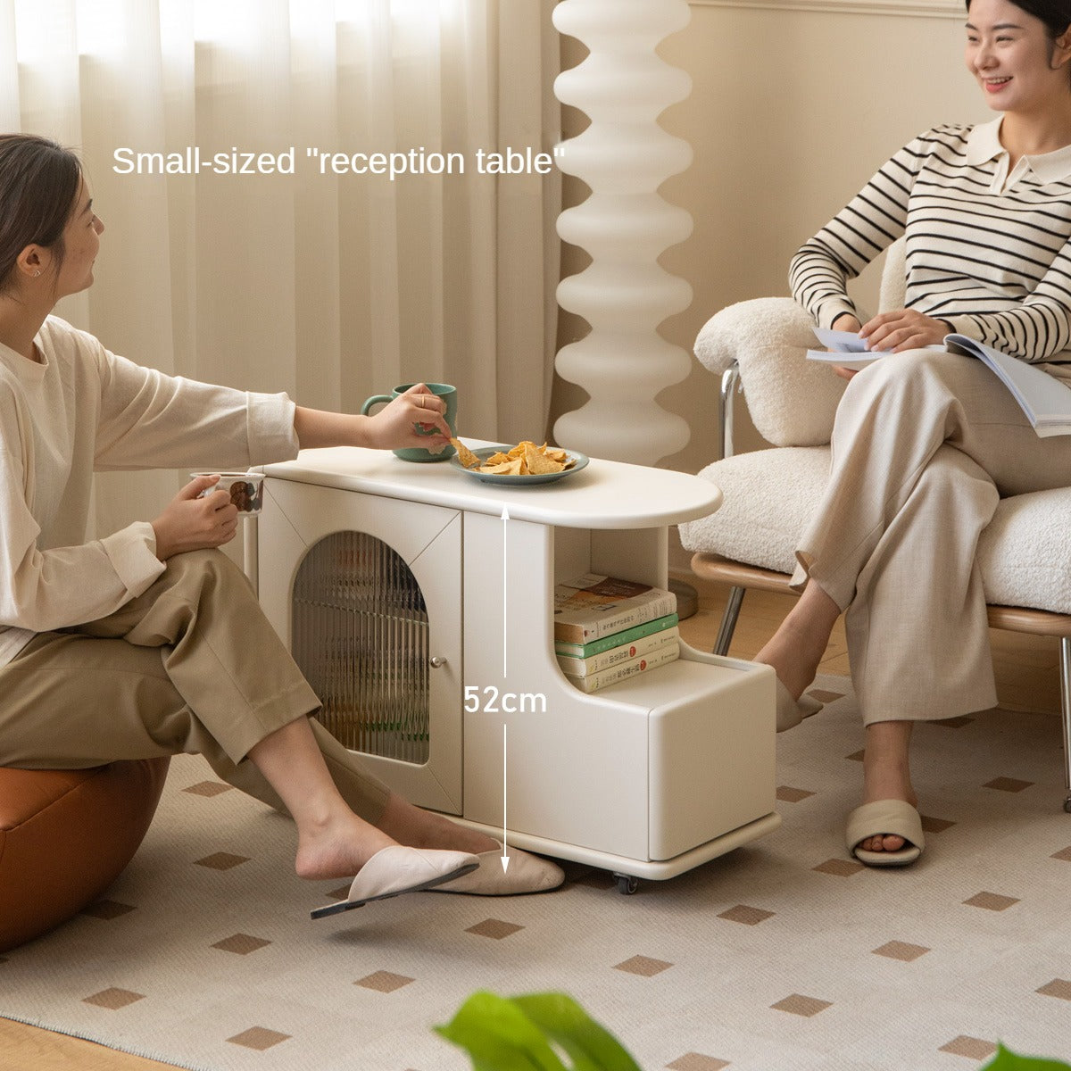 Poplar Solid Wood Edge Side Table French Cream Style