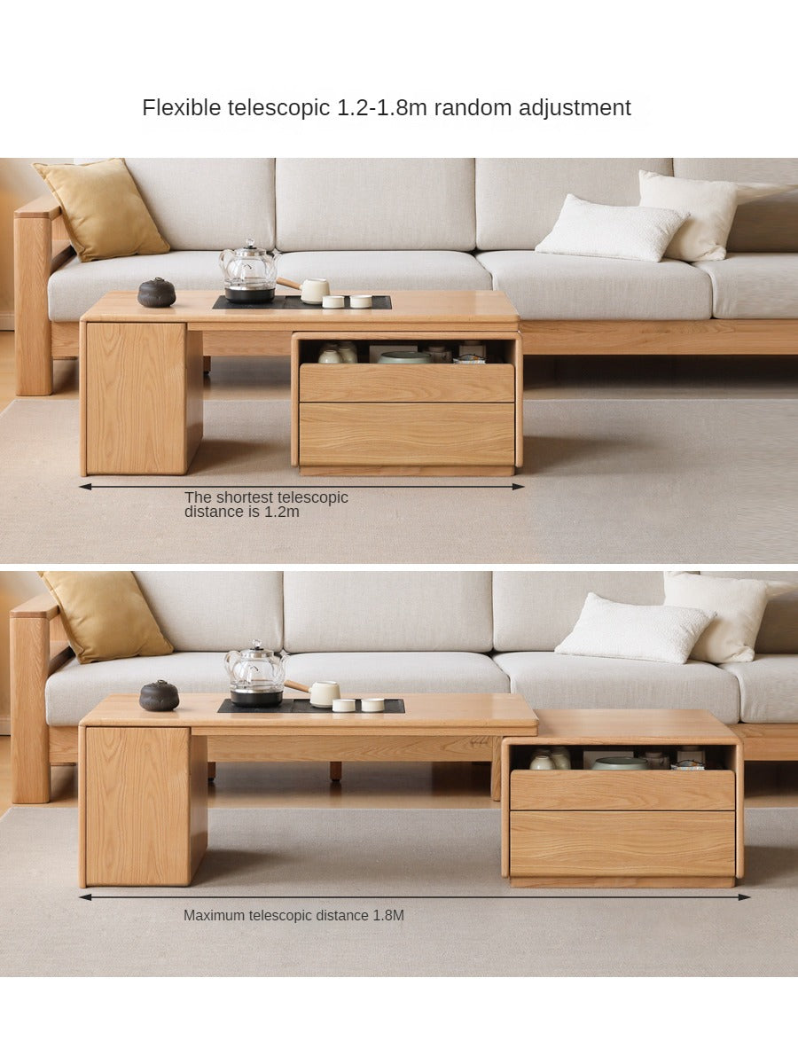 Oak Solid Wood Telescopic Modern Tea Table