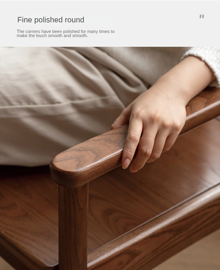 Black Walnut, Ash Solid Wood Backrest Dining Armchair