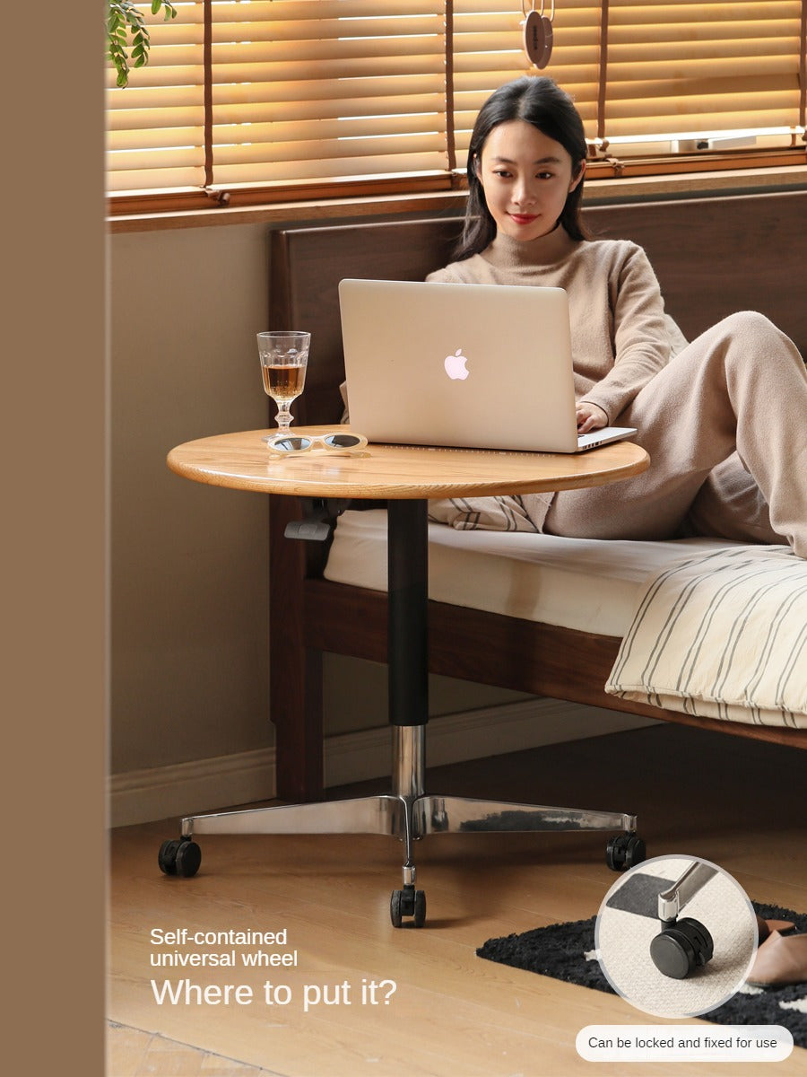 Black Walnut, Oak, Cherry, Poplar Solid Wood Lifting Movable Side Table