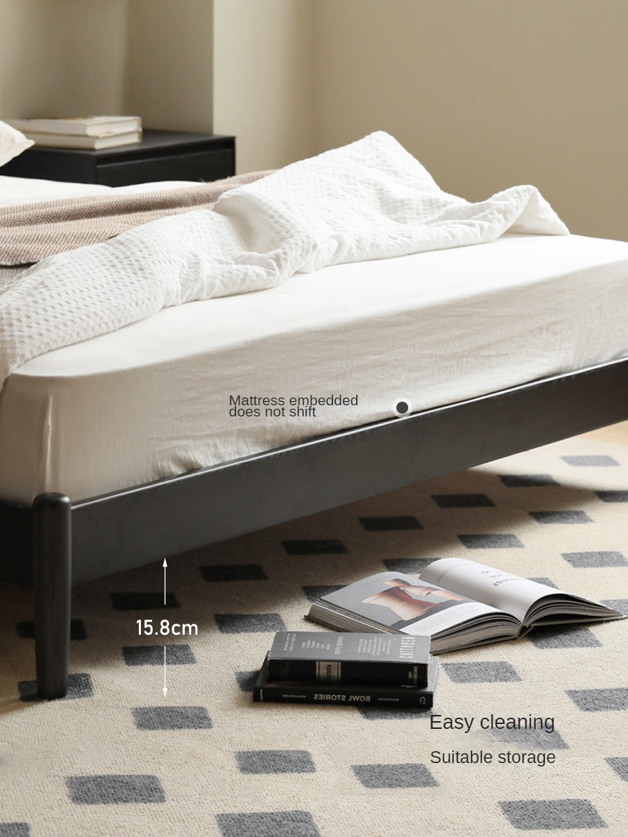 Oak Solid Wood Black Retro American Bed