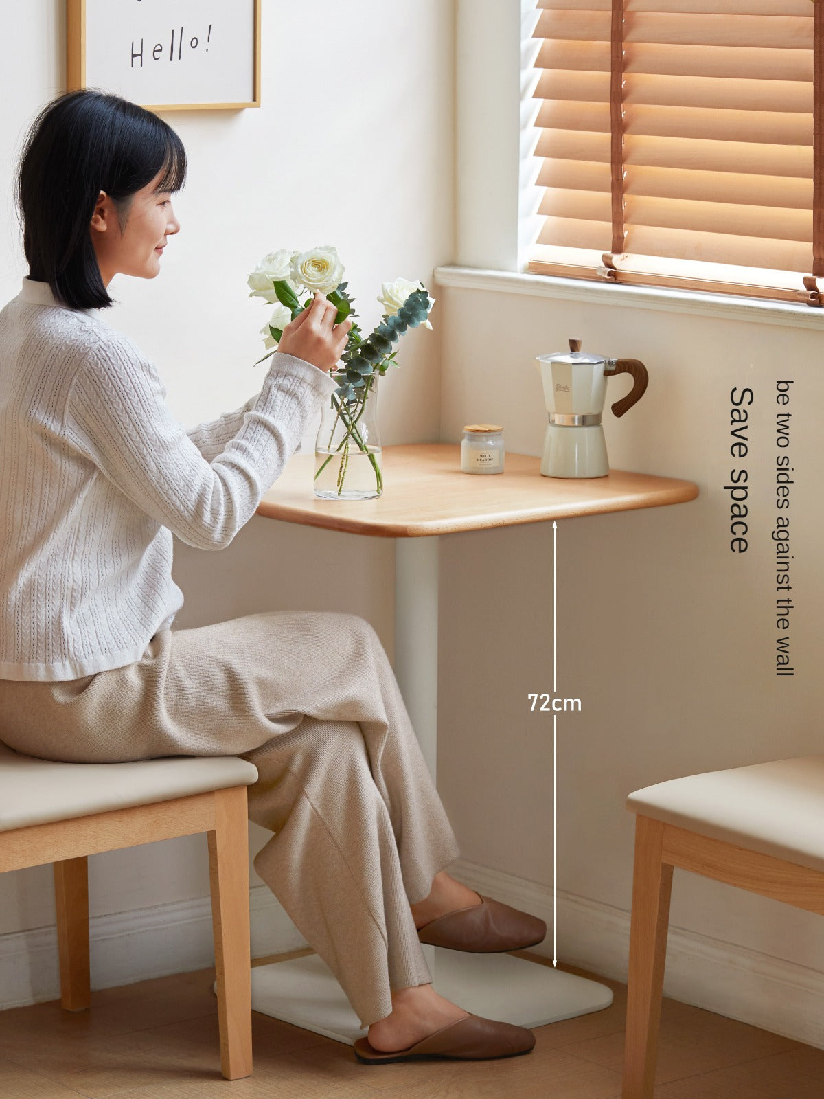 Beech Solid Wood Square Modern Coffee Table.
