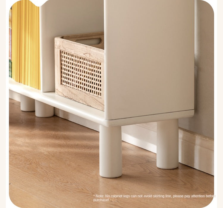 Rubber Solid Wood Cream Style Rack Combination Cabinet