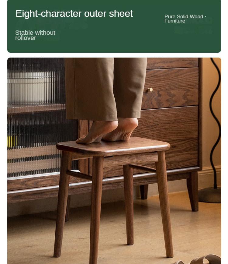Black Walnut, Cherry, Oak, Sandalwood, Solid RubberWood Modern Light Luxury Makeup Stool