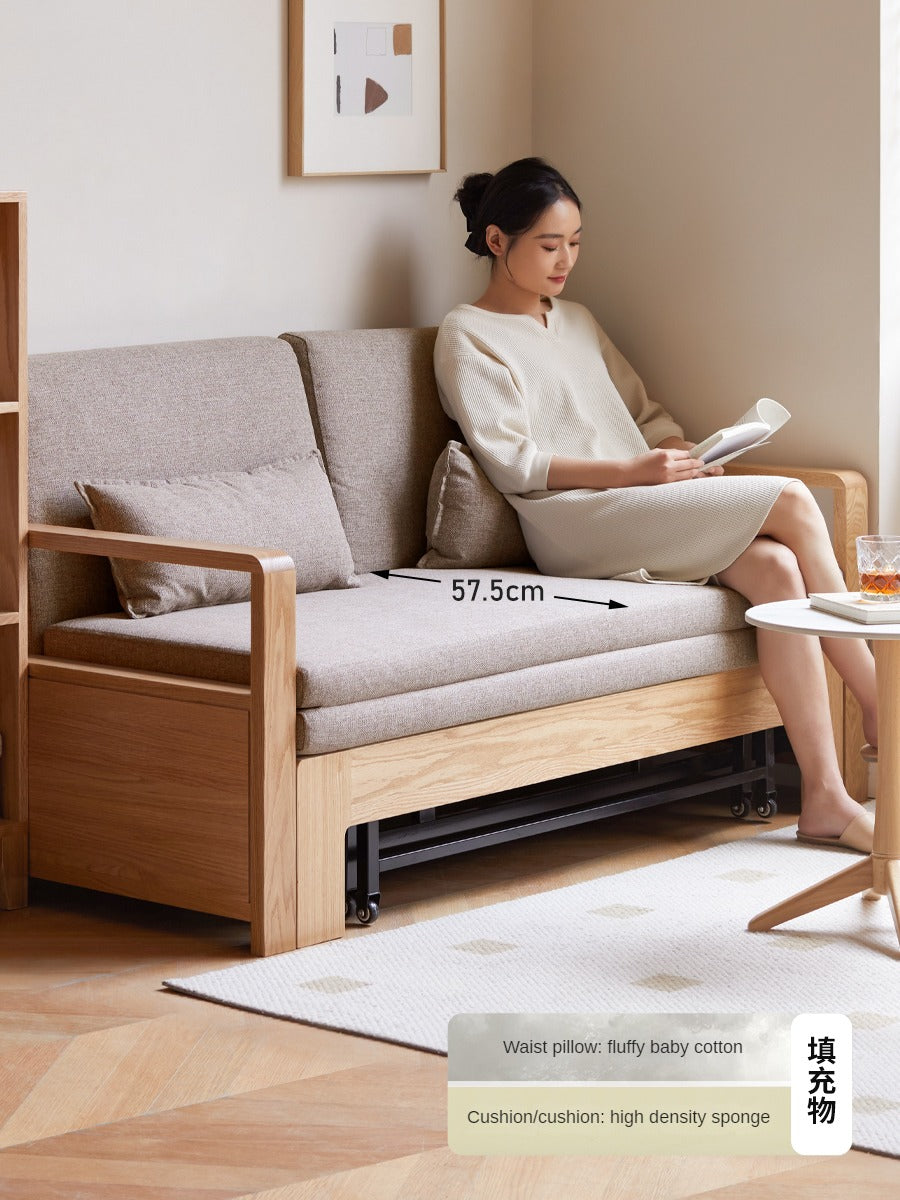 Oak, Ash Solid Wood Sofa Bed Modern Multifunctional.