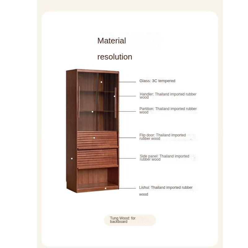 Rubber Solid Wood Bookcase Household Storage.